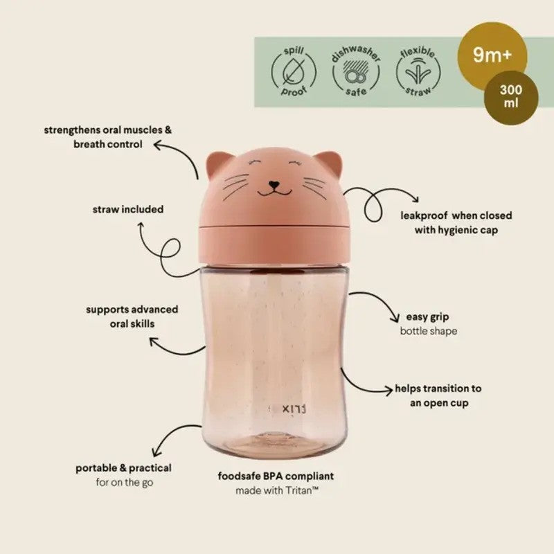 Trixie Tritan Spill Proof Straw Cup Mrs. Cat (300ml, 9m-Plus)