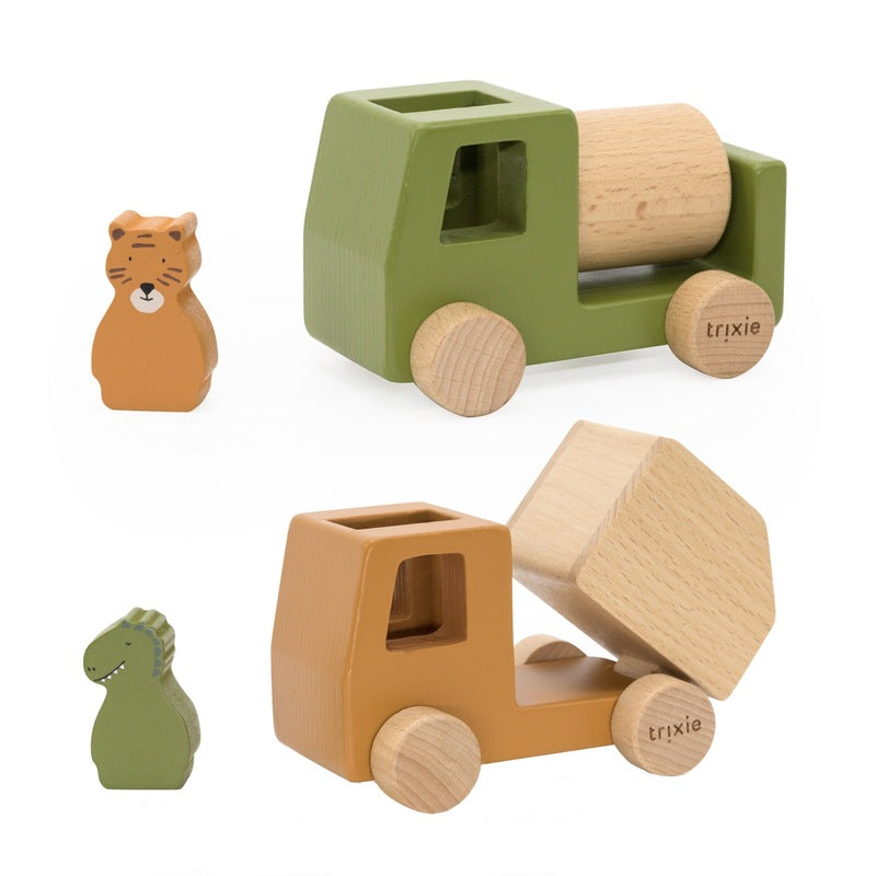 Trixie Wooden Animal Construction Cars Set