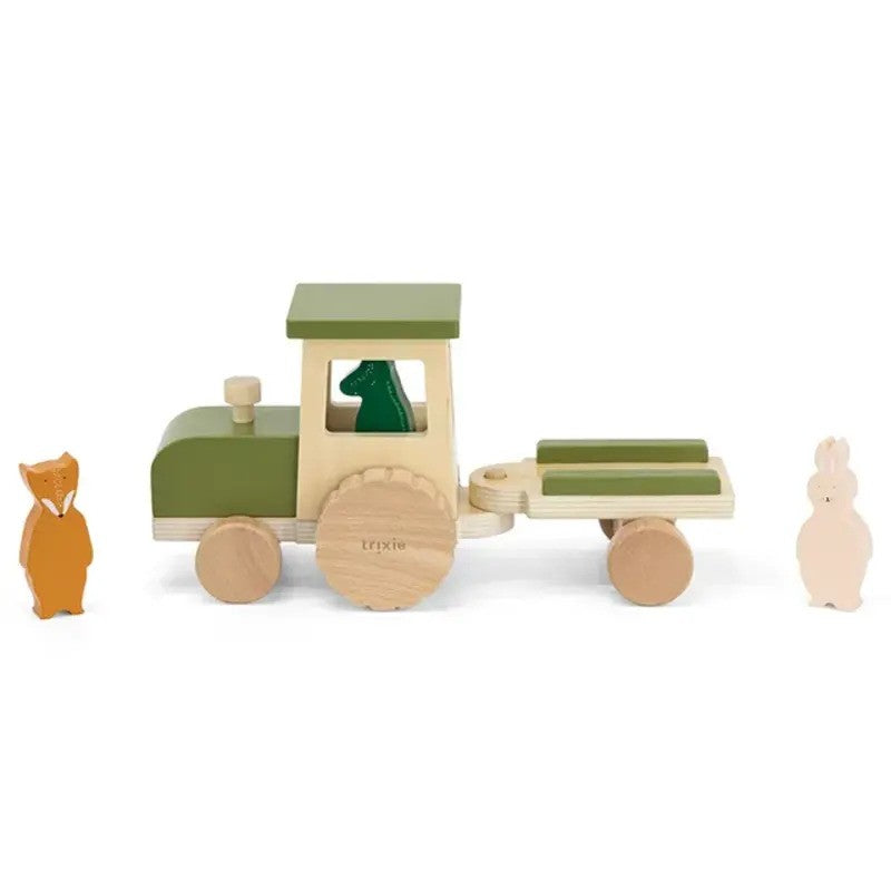 Trixie Wooden Tractor With Trailer