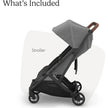 UPPAbaby Minu DUO Stroller Greyson Charcoal Melange Carbon Frame Saddle Leather