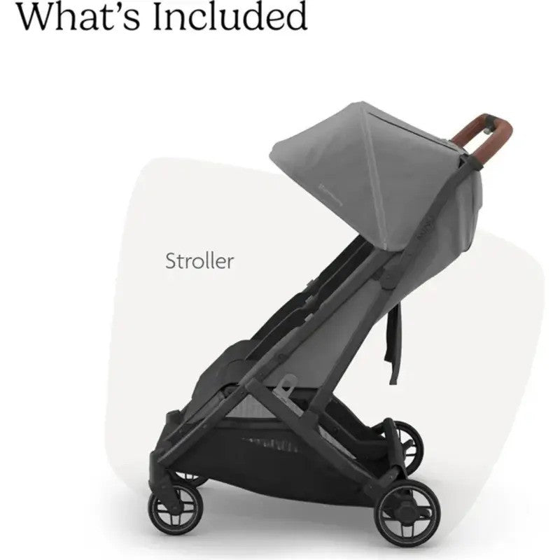 UPPAbaby Minu DUO Stroller Greyson Charcoal Melange Carbon Frame Saddle Leather