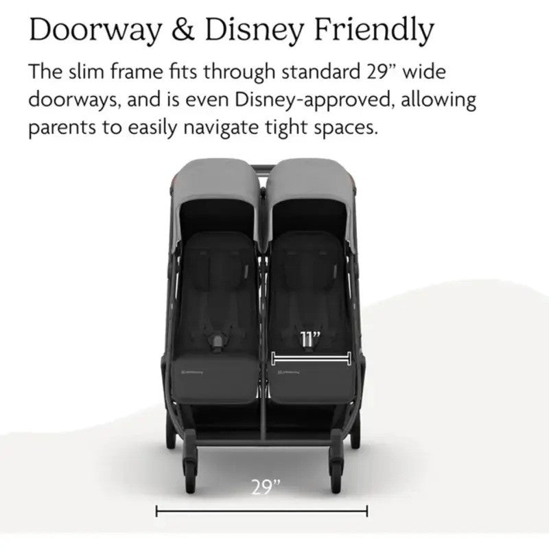 UPPAbaby Minu DUO Stroller Greyson Charcoal Melange Carbon Frame Saddle Leather