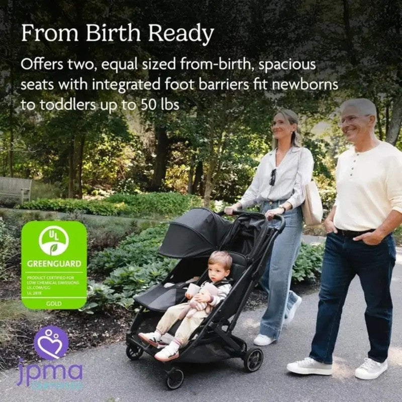 UPPAbaby Minu DUO Stroller Greyson Charcoal Melange Carbon Frame Saddle Leather