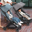 UPPAbaby Minu DUO Stroller Greyson Charcoal Melange Carbon Frame Saddle Leather