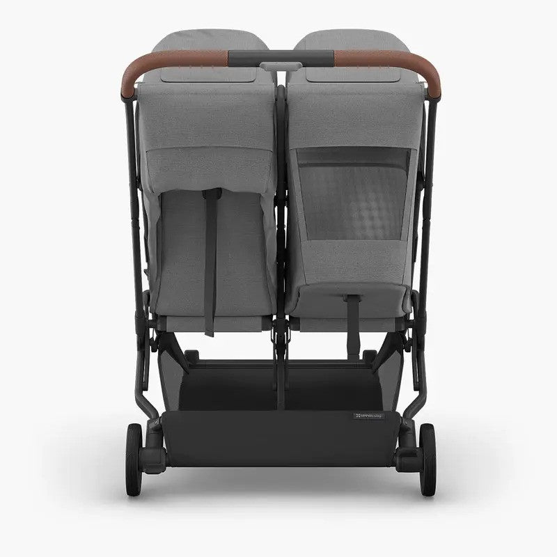UPPAbaby Minu DUO Stroller Greyson Charcoal Melange Carbon Frame Saddle Leather
