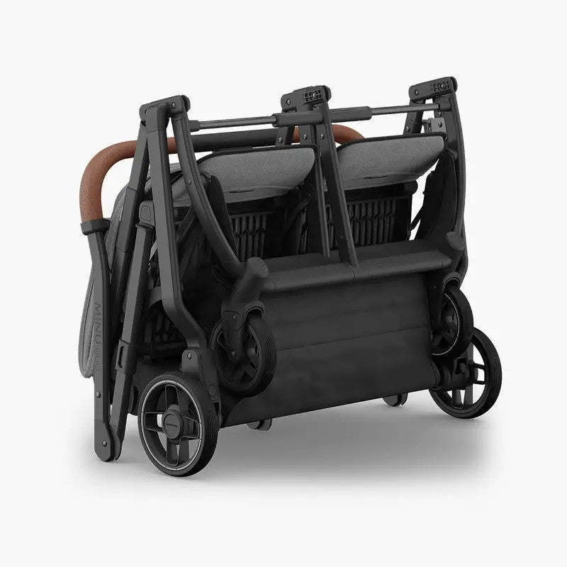 UPPAbaby Minu DUO Stroller Greyson Charcoal Melange Carbon Frame Saddle Leather