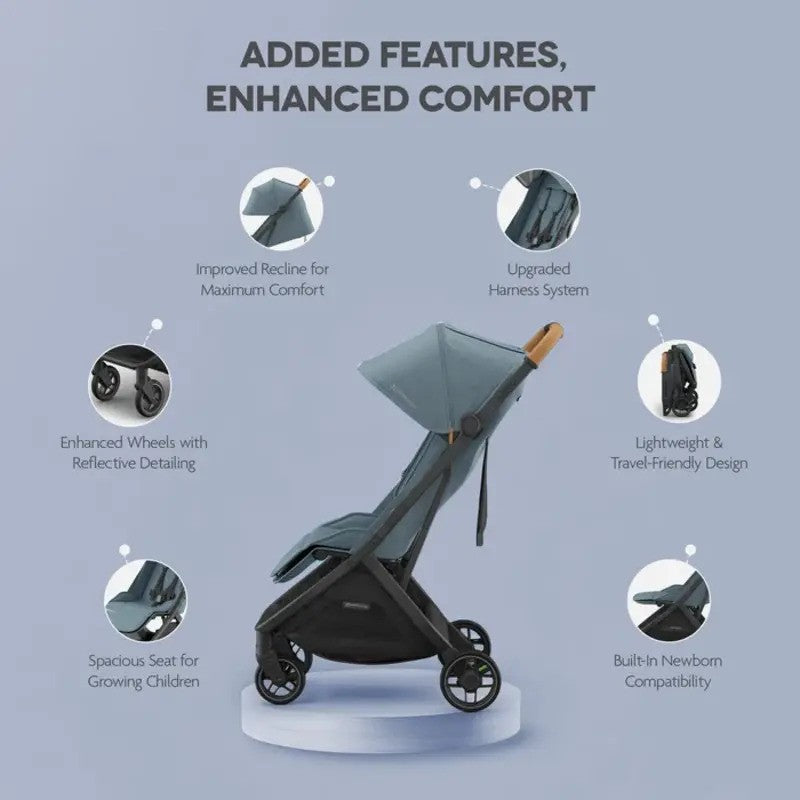 UPPAbaby Minu V3 Stroller Ada Sandstone Melange Carbon Frame Chestnut Leather