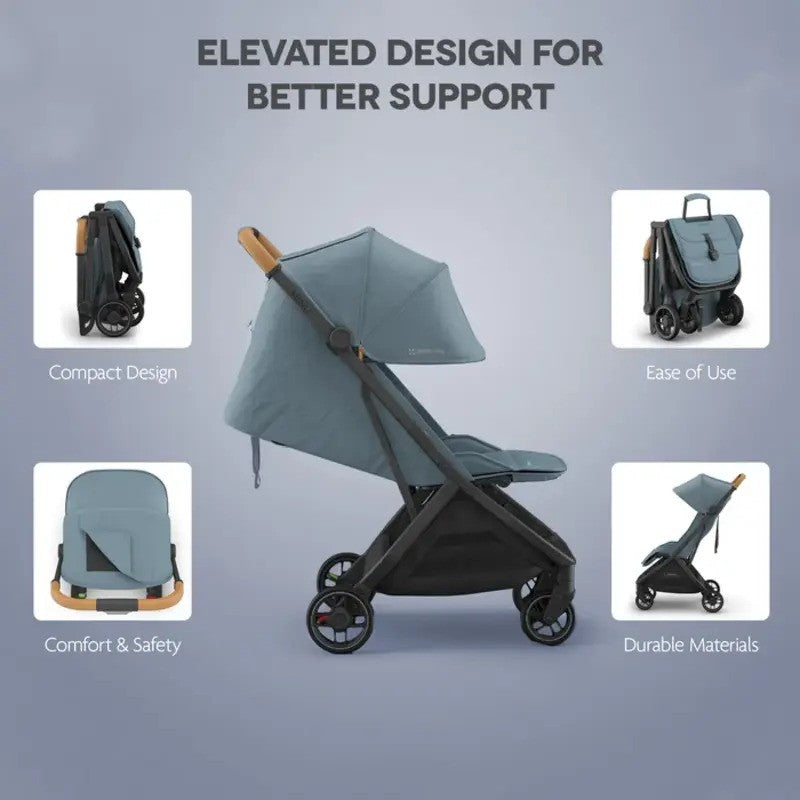UPPAbaby Minu V3 Stroller Ada Sandstone Melange Carbon Frame Chestnut Leather
