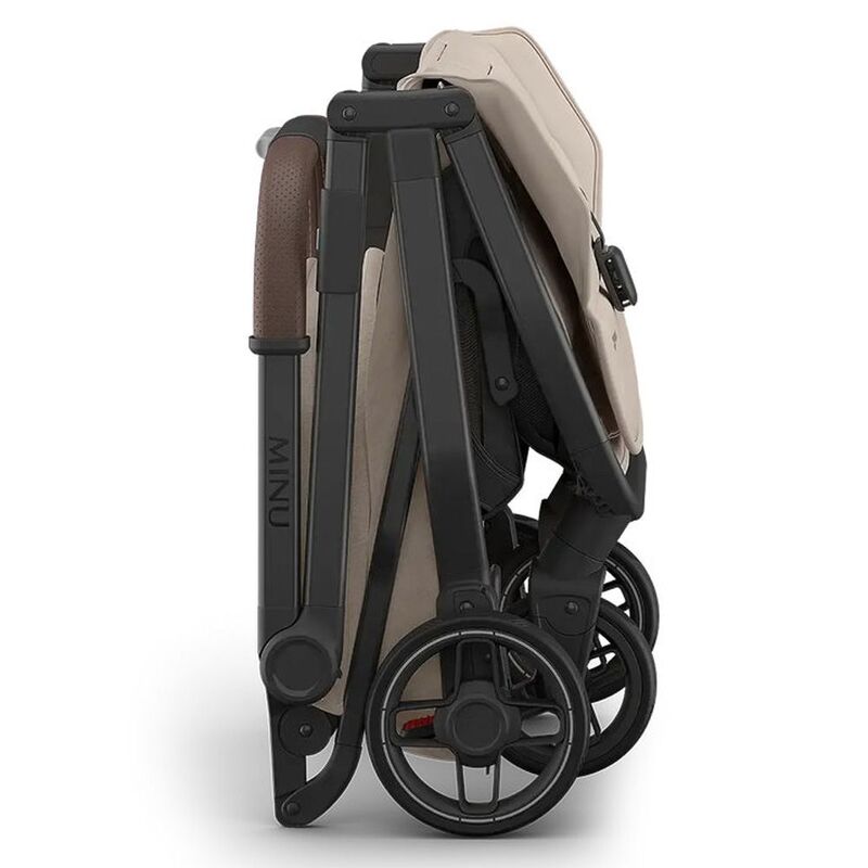 UPPAbaby Minu V3 Stroller Ada Sandstone Melange Carbon Frame Chestnut Leather