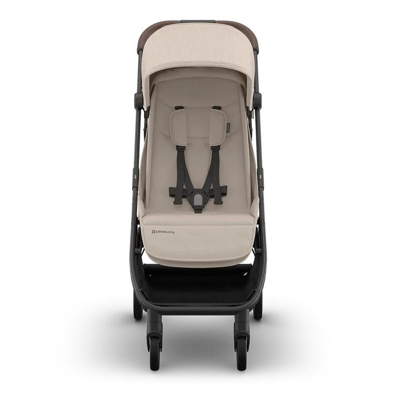 UPPAbaby Minu V3 Stroller Ada Sandstone Melange Carbon Frame Chestnut Leather
