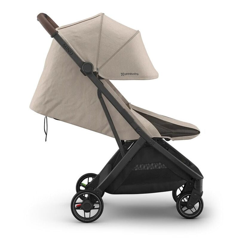 UPPAbaby Minu V3 Stroller Ada Sandstone Melange Carbon Frame Chestnut Leather