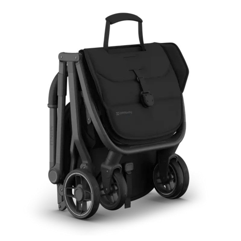 UPPAbaby Minu V3 Stroller James Charcoal Carbon Frame Black Leather