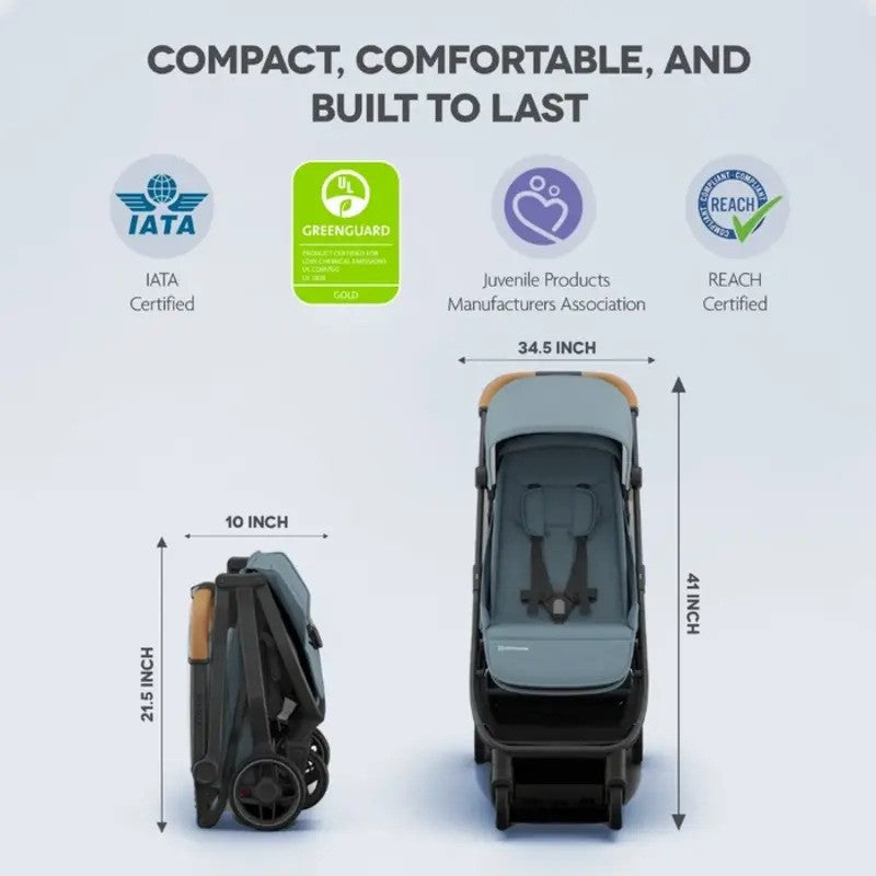 UPPAbaby Minu V3 Stroller Ada Sandstone Melange Carbon Frame Chestnut Leather