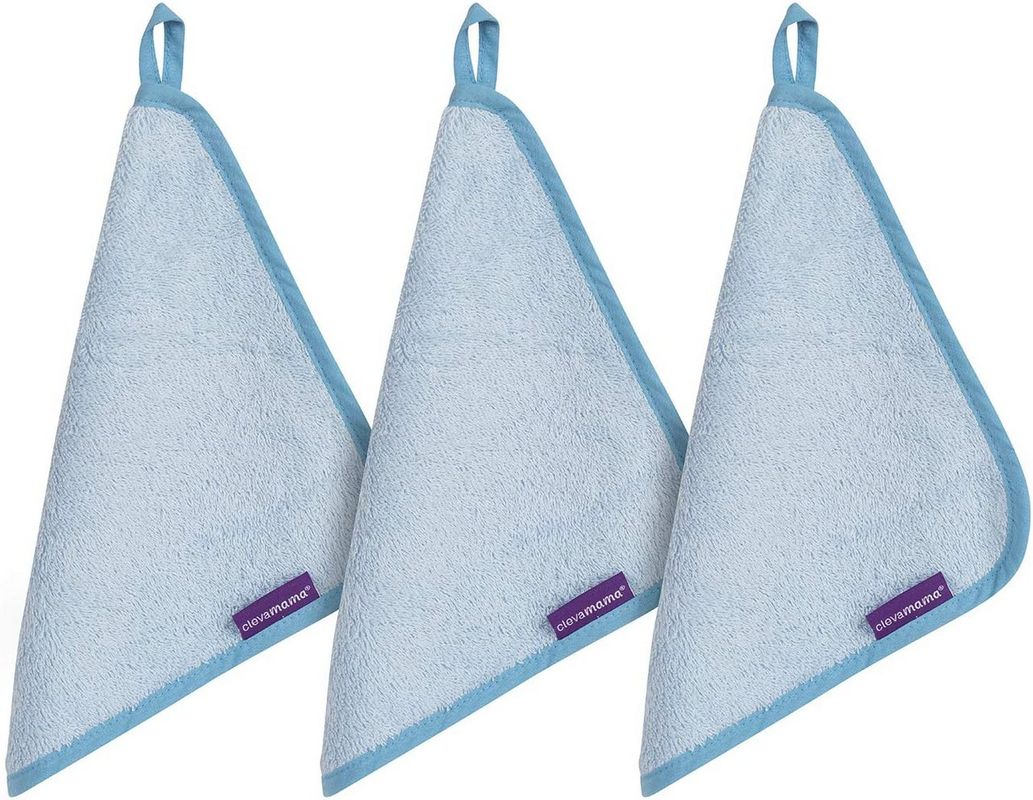 Clevamama Bamboo Baby Washcloth Set (3Pk) Blue