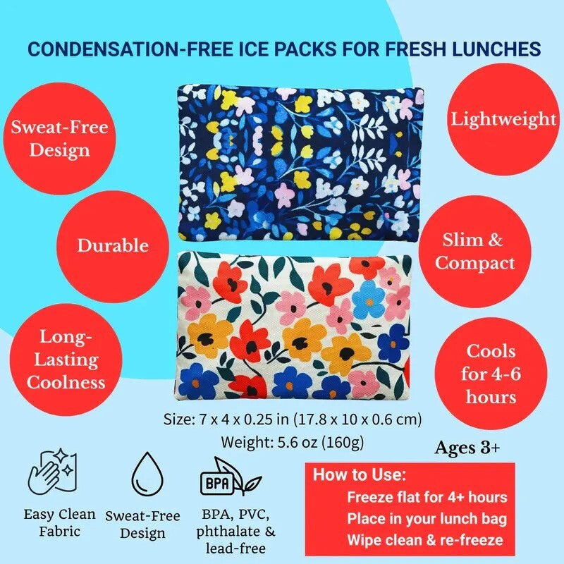 Yumbox Gel Ice Pack Duo Poppies & Blue Flowers