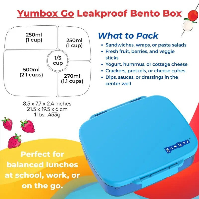 Yumbox Go Leakproof Bento Deep Lunch Box Charcoal Gray 5 Compt.