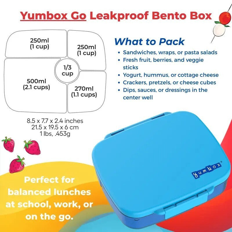 Yumbox Go Leakproof Bento Deep Lunch Box Oslo Blue 5 Compt.