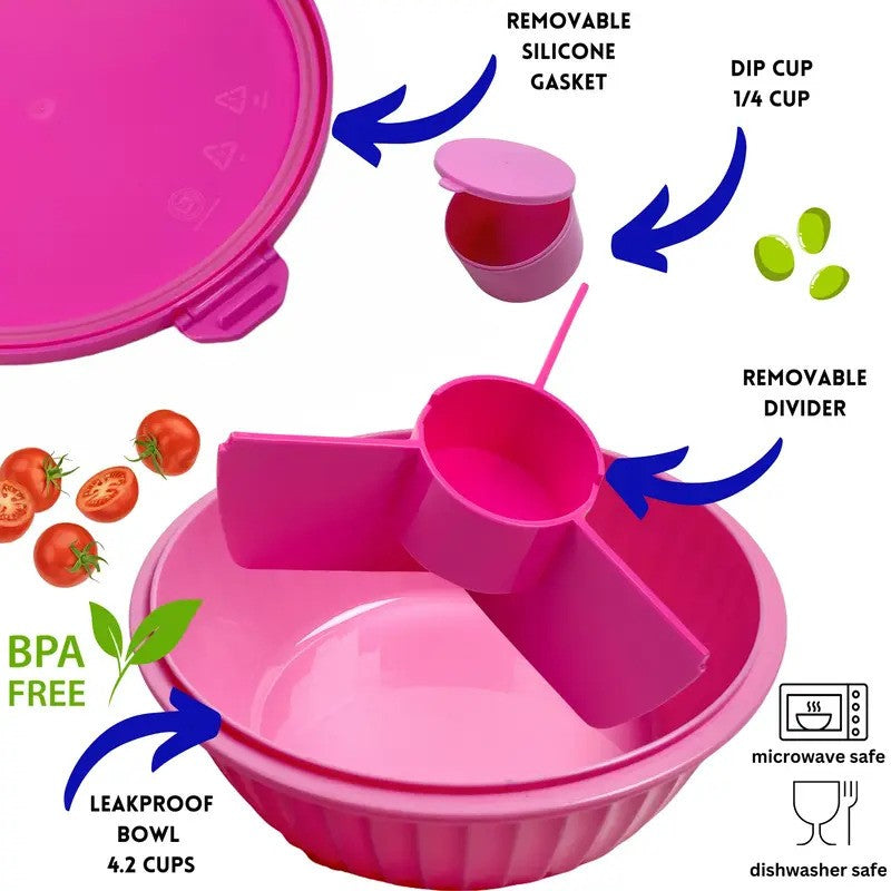 Yumbox Poke Bowl 9OZ w/ Removable 3 Part Divider Guava Pink