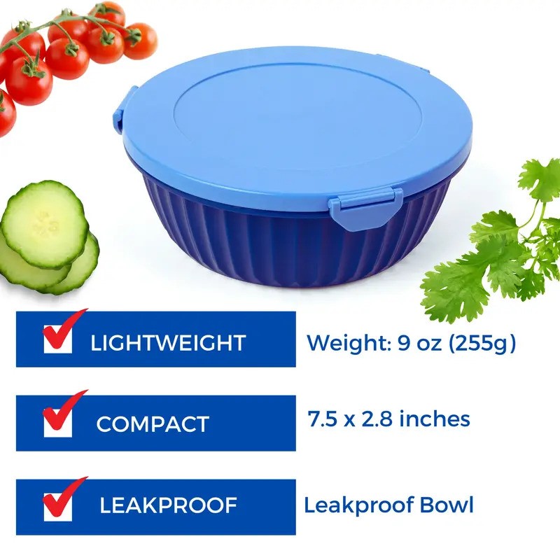 Yumbox Poke Bowl 9OZ w/ Removable 3 Part Divider Hawaii Blue