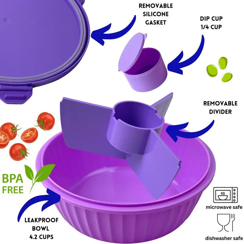 Yumbox Poke Bowl 9OZ w/ Removable 3 Part Divider Maui Purple