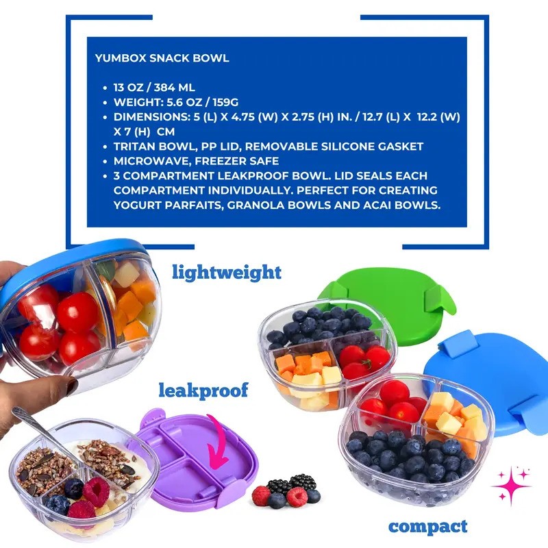Yumbox Snack Bowl 3 Compartments Raspberry Pink
