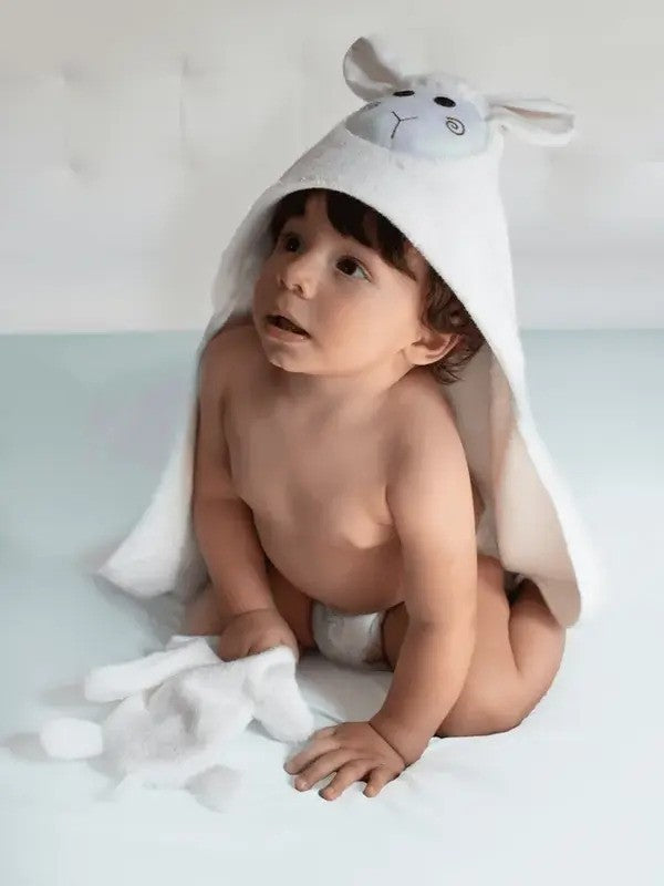Zoocchini Baby Plush Terry Hooded Towel Lucky The Lamb (0m-Plus)
