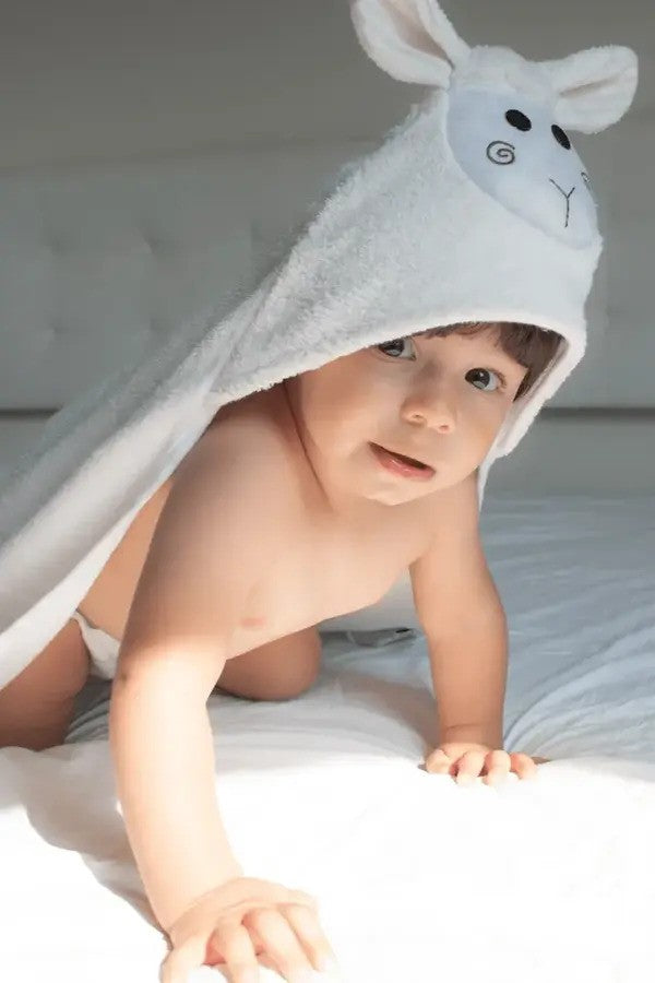 Zoocchini Baby Plush Terry Hooded Towel Lucky The Lamb (0m-Plus)
