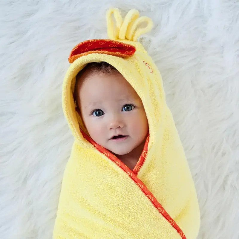 Zoocchini Baby Plush Terry Hooded Towel Puddles The Duck (0m-Plus)