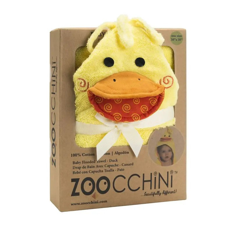 Zoocchini Baby Plush Terry Hooded Towel Puddles The Duck (0m-Plus)