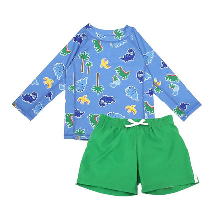 Zoocchini Boys Swim Top LS & Short Set Devin The Dino & Friends