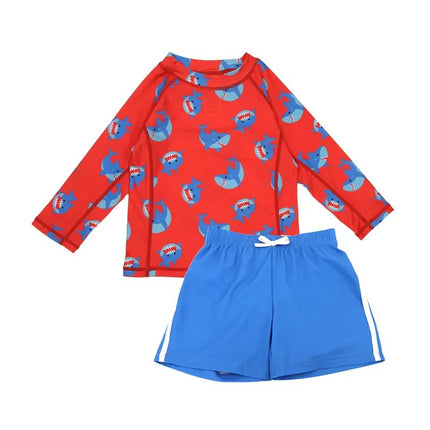 Zoocchini Boys Swim Top LS & Short Set Sherman The Shark