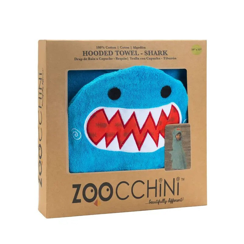 Zoocchini Kids Plush Terry Hooded Towel Sherman The Shark (2yrs-Plus)