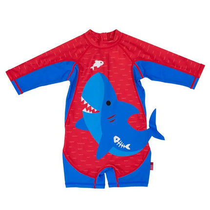Zoocchini Rash Guard 1PC LS Swimsuit Sherman The Shark