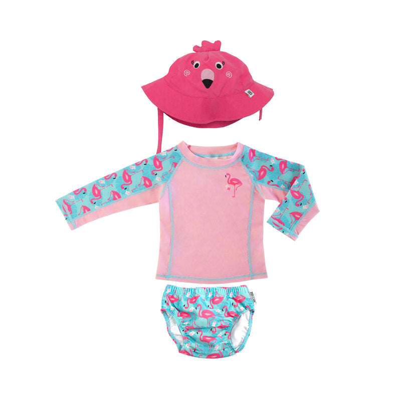 Zoocchini Rash Guard Top Baby Swim Set Franny The Flamingo