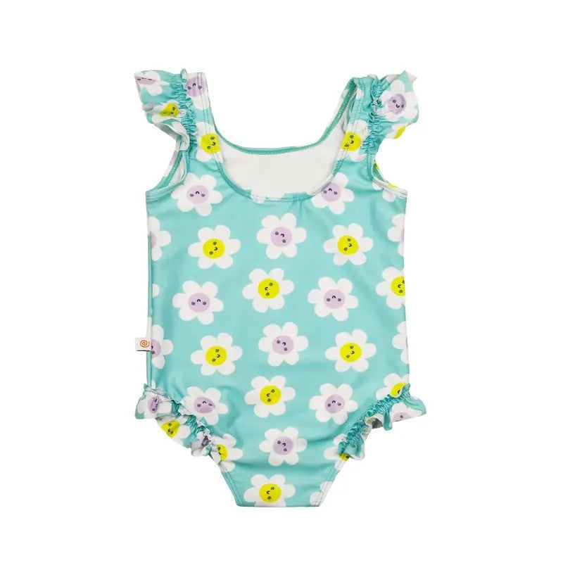 Zoocchini Ruffled 1PC Swimsuit Easy Snap Crot Daisy