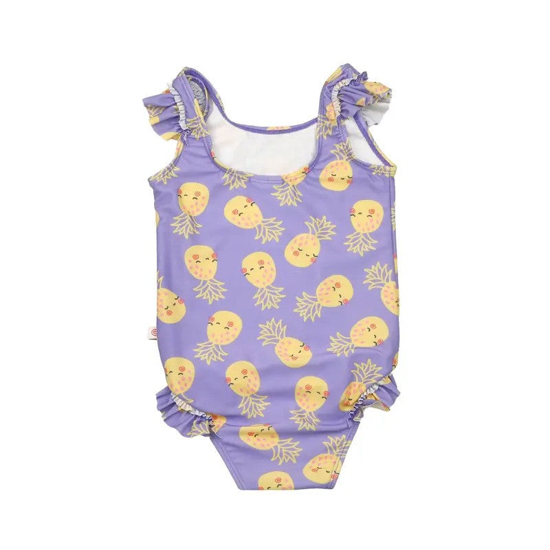 Zoocchini Ruffled 1PC Swimsuit Easy Snap Crot Pineapple