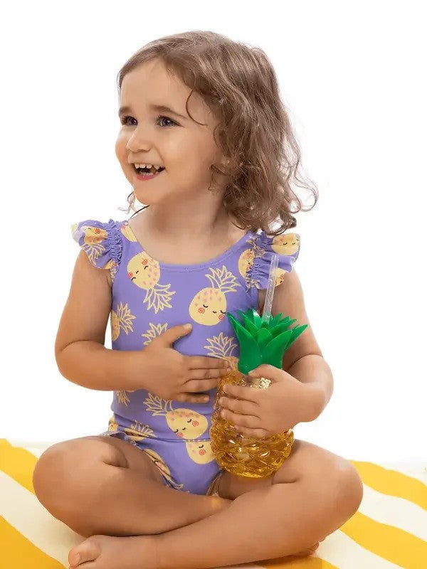 Zoocchini Ruffled 1PC Swimsuit Easy Snap Crot Pineapple