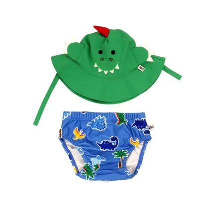Zoocchini Swim Diaper & Sun Hat Set Devin The Dino & Friends