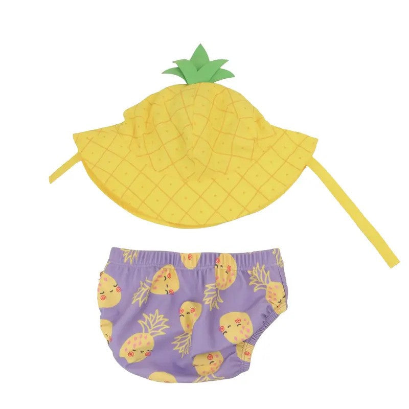 Zoocchini Swim Diaper & Sun Hat Set Pineapple Punch