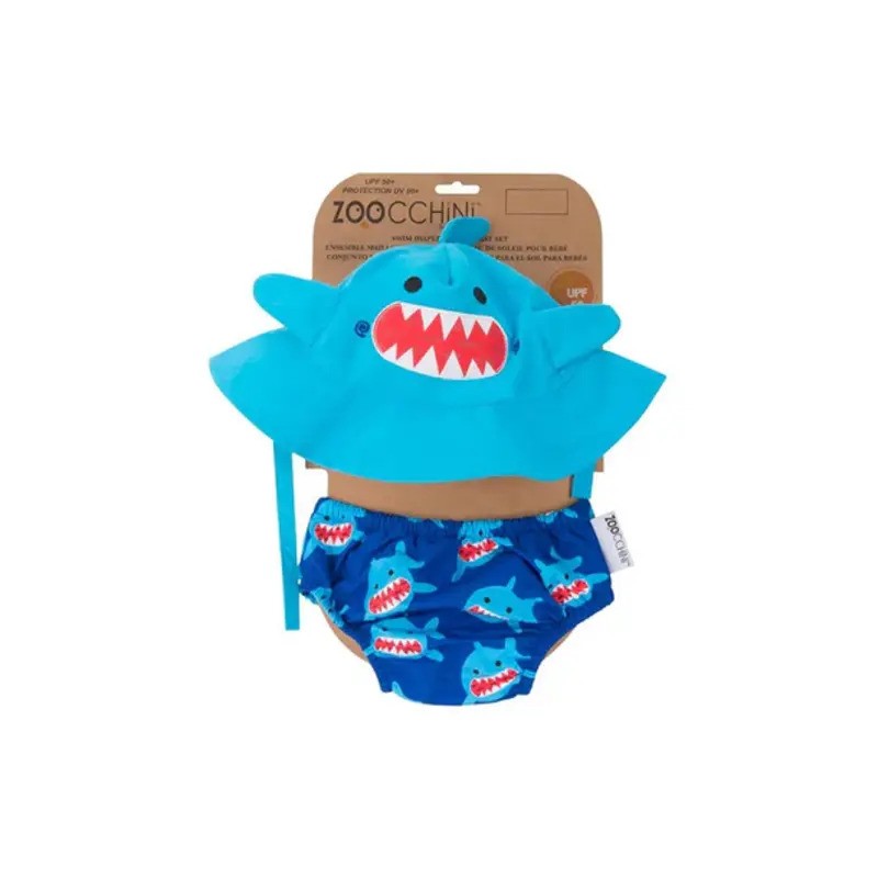 Zoocchini Swim Diaper & Sun Hat Set Sherman The Shark