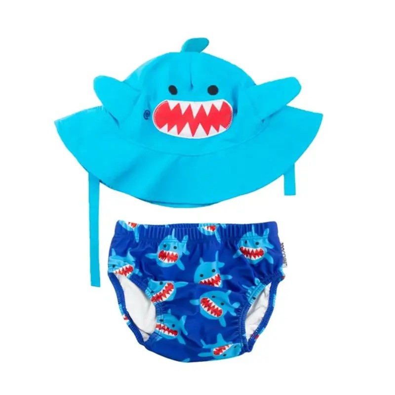 Zoocchini Swim Diaper & Sun Hat Set Sherman The Shark