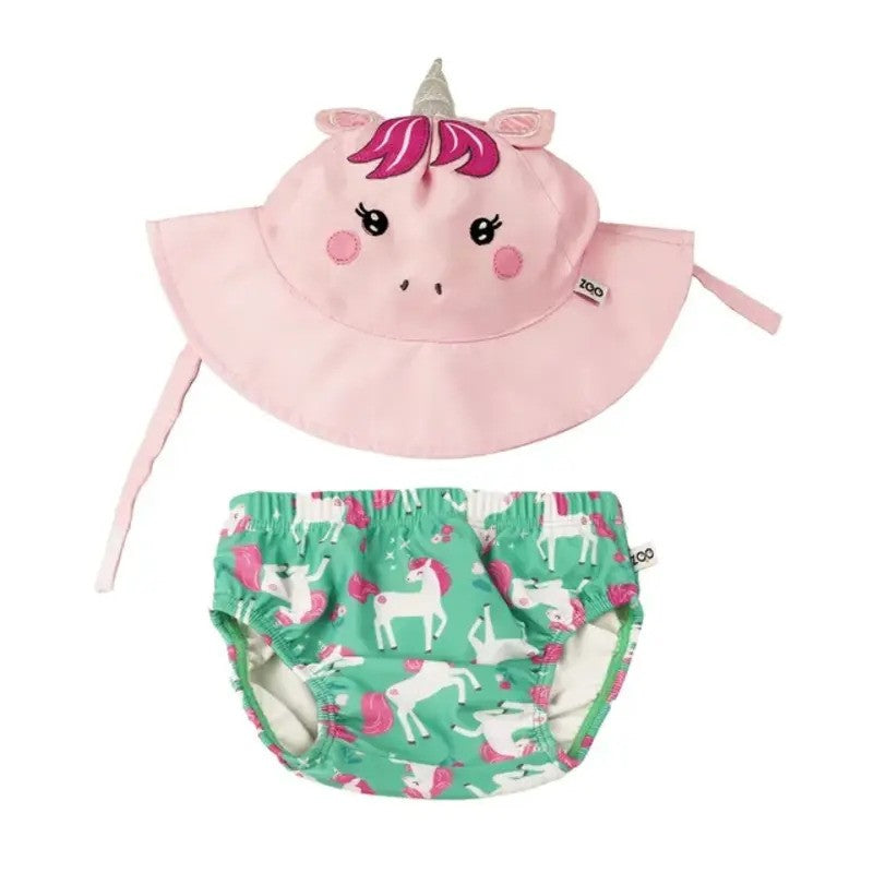 Zoocchini Swim Diaper & Sun Hat Set Unity The Unicorn