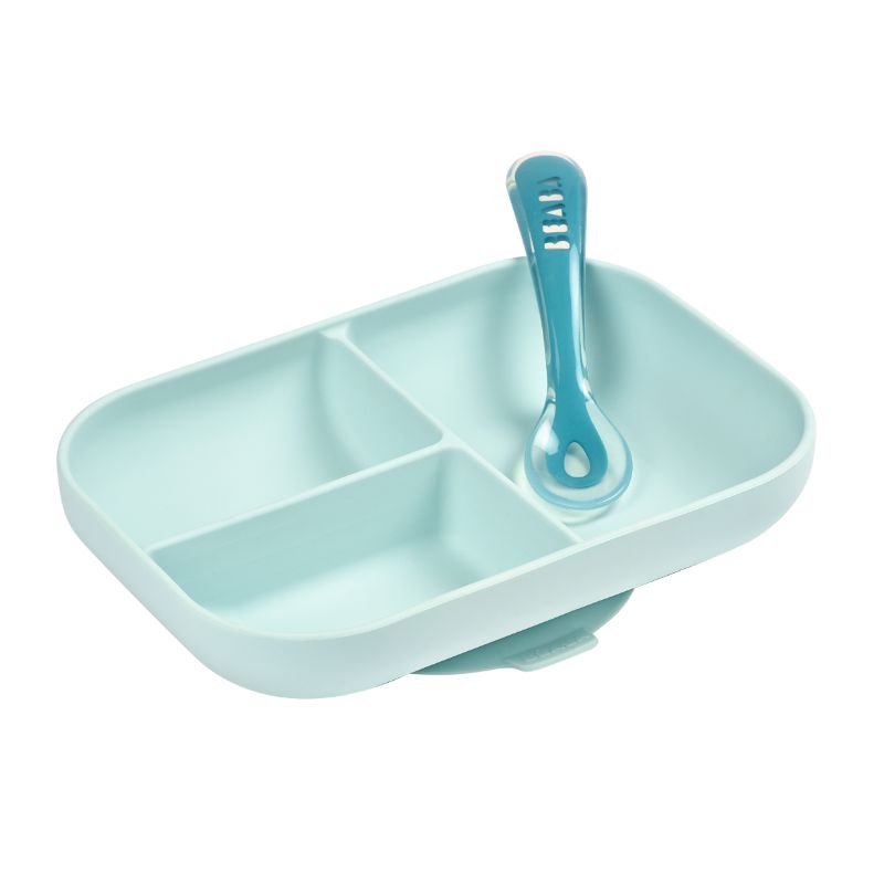 Beaba Silicone Suction Divided Plate - Blue