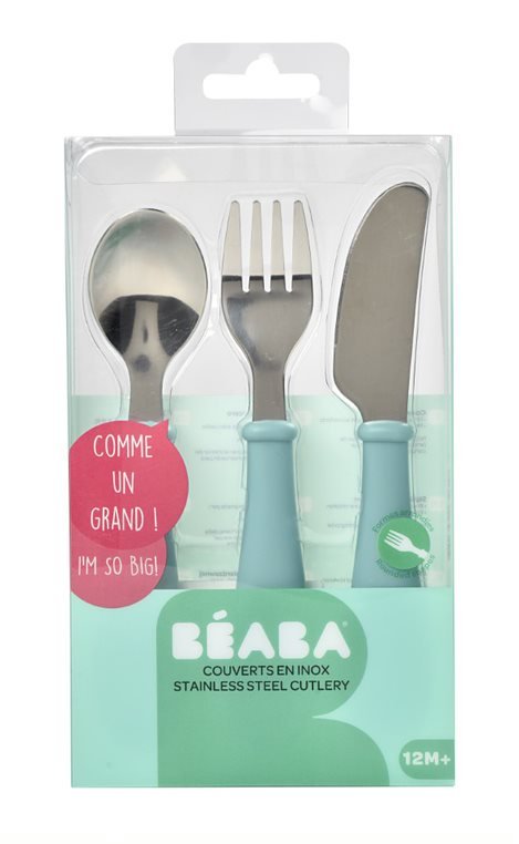 Beaba Stainless Steel Training Cutlery - Airy Green