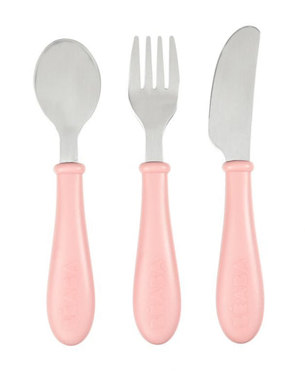 Beaba Stainless Steel Training Cutlery - Old Pink