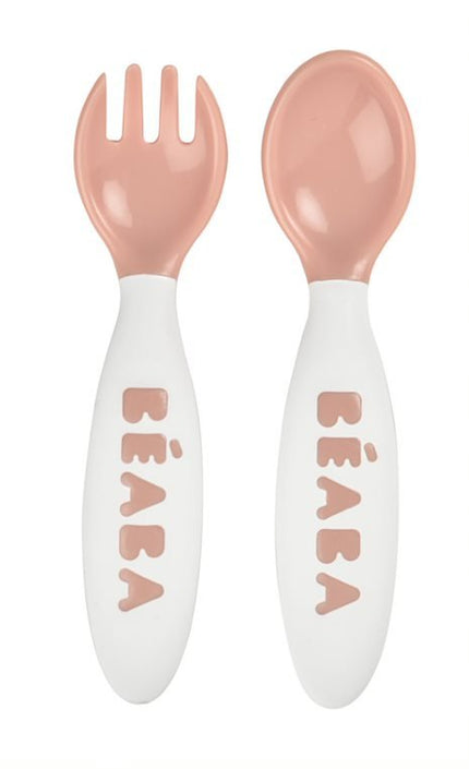 Beaba Training Fork And Spoon 2nd Age - Old Pink