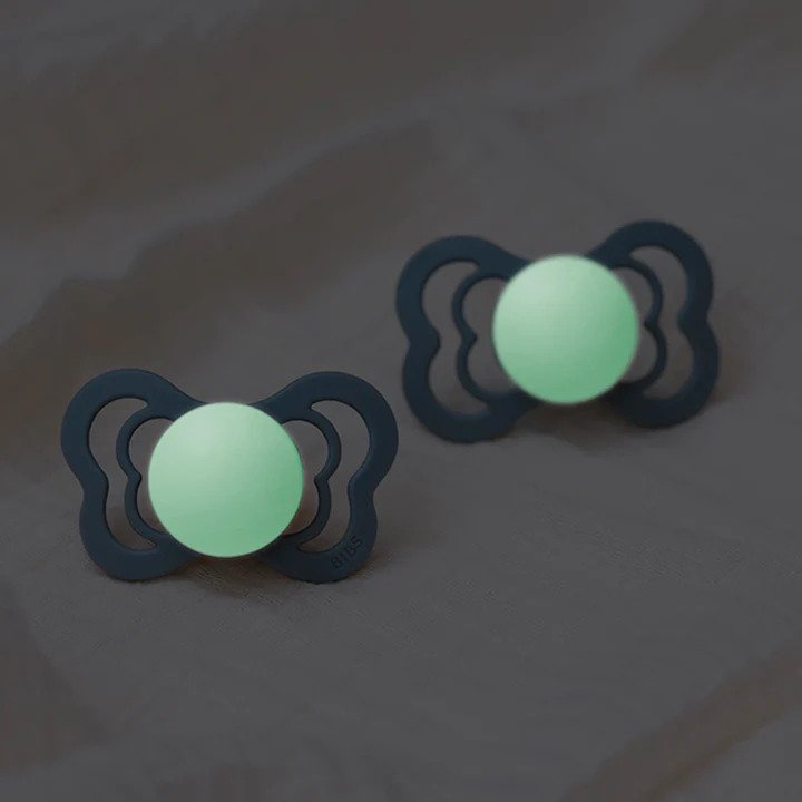 Bibs Supreme 2 Pack Silicone - Sage GLOW/Cloud GLOW