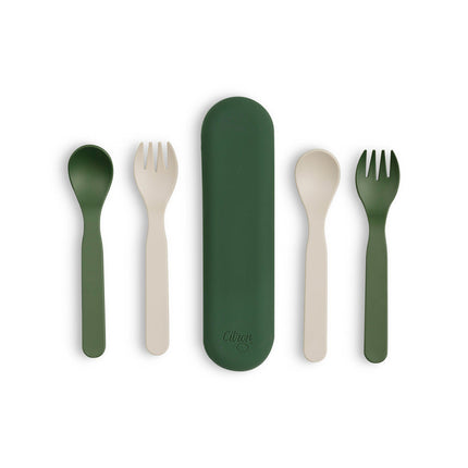 Citron 2022 PLA Cutlery Set of 2 and Case - Green/Cream