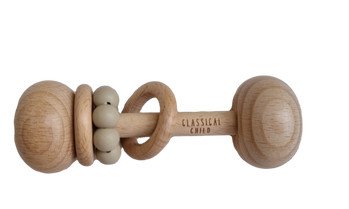 Classical Child Beech Rattle Linen – fivelittleduck