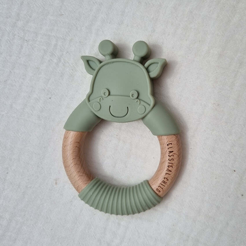 Classical Child Teether Giraffe Sage Green